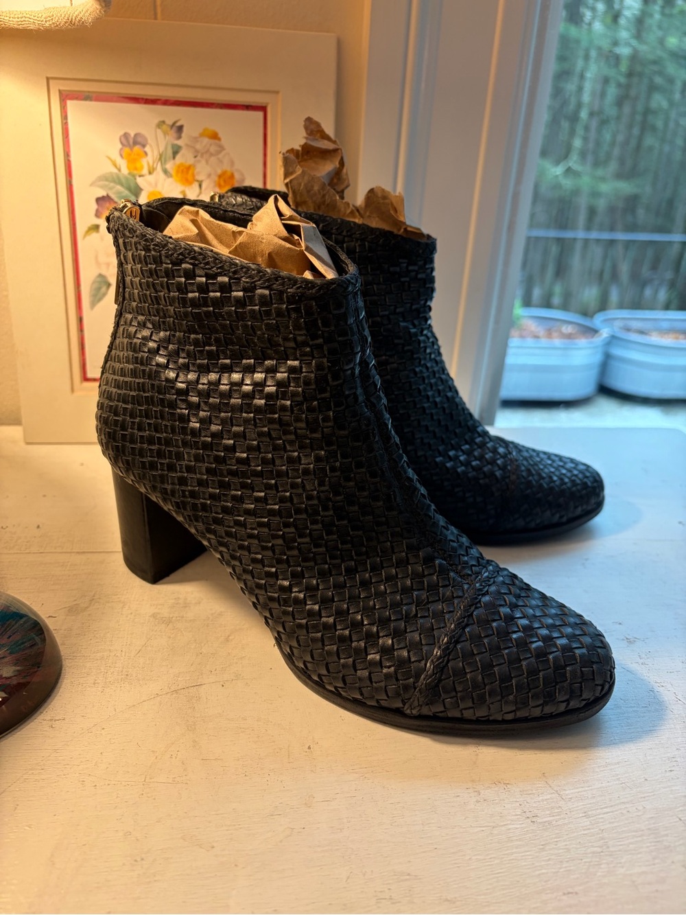 Woven Block-Heel Ankle Booties in Black - Women - Picture 3 of 7